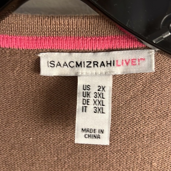 Isaac Mizrahi Live! Cascade-Front Sweater Cardigan mocha size 2x - Picture 2 of 6